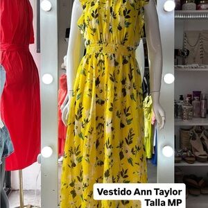 Ann Taylor Yellow Maxi Sundress Sleeveless Crew Neck